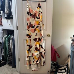 Nine West Cream and Pink High Low Dress